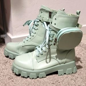 CAPE ROBBIN Mint High Top Combat Boots w/ Ankle Pouch